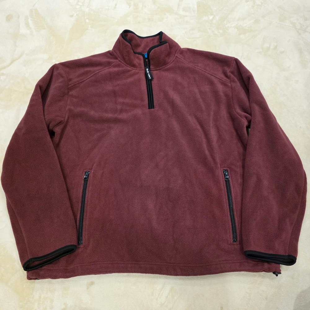 Old Navy 1994 Reissue Mens Large Maroon Performance Fleece Half Zip Pullover EUC